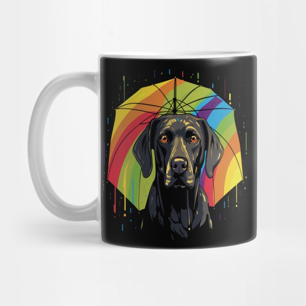 Labrador Retriever Rainy Day With Umbrella by JH Mart